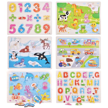 Fun Little Toys Wood Peg Puzzle Set for Toddlers