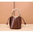 thumbnail image 3 of Tulip Leather Bucket Bag - Versatile Crossbody with 3 Interchangeable Handles - Genuine Leather, Trendy Four-Bladed Design - Perfect for Every Season - Dimensions: 7" x 7" x 5.5 - Brown, 3 of 3