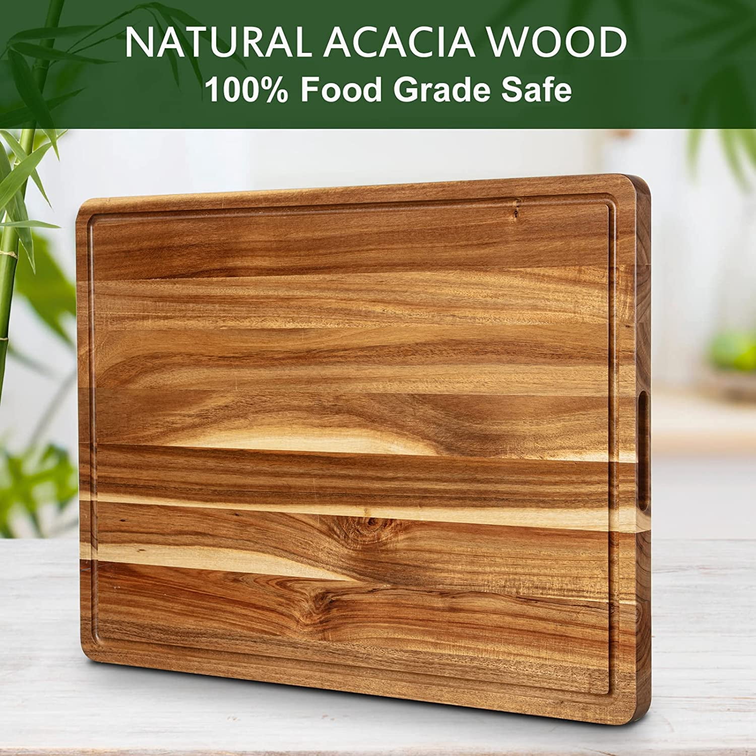 Twister.CK Acacia Wood Cutting Board 24x18 inch, Butcher Block Cutting Board with Handle Juice Groove for Kitchen, Extra Large Charcuterie Boards Chopping Board