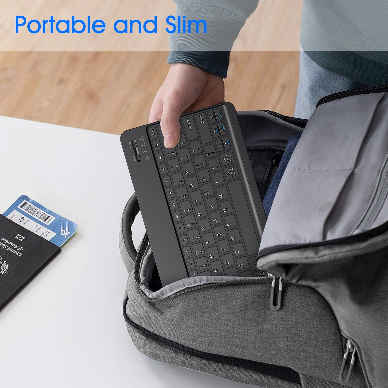 FINTIE 11-Inch Ultrathin Wireless Bluetooth Keyboard Compatible with iPad Samsung Tablet, iPhone Smartphone, iOS, Android Tablets Phone, Black