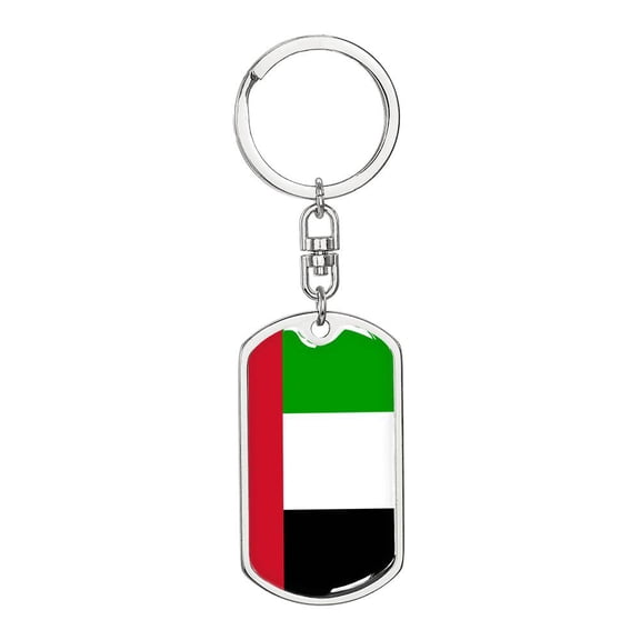 United Arab Emirates Flag Keychain Dog Tag Stainless Steel or 18k Gold