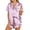 Striped Purple, variant on Ekouaer Womens Button Down Sleepwear Satin 2 Piece Silk Loungewear Shorts Set Notch Collar Nightwear Ruffle Lingerie Outfits