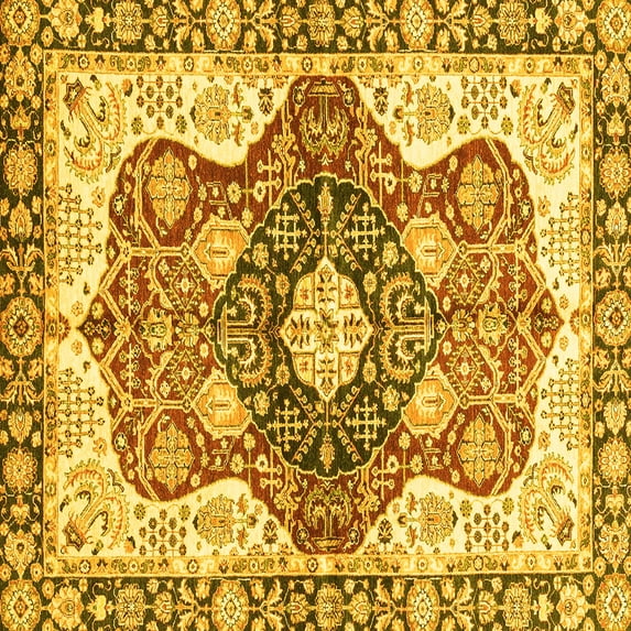 Ahgly Company Indoor Square Abstract Yellow Modern Area Rugs, 7' Square
