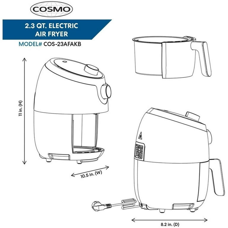 Cosmo Electric Hot Air Fryer - 5.8 Quart, Temperature Control, Timer, Non-Stick Tray in at
