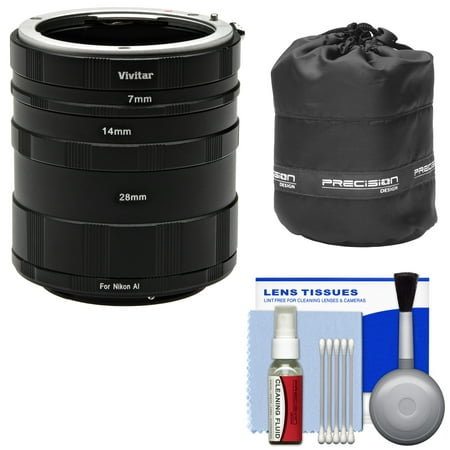 Vivitar Macro Manual Extension Tube Set (for Nikon Cameras) with Lens Pouch & Cleaning