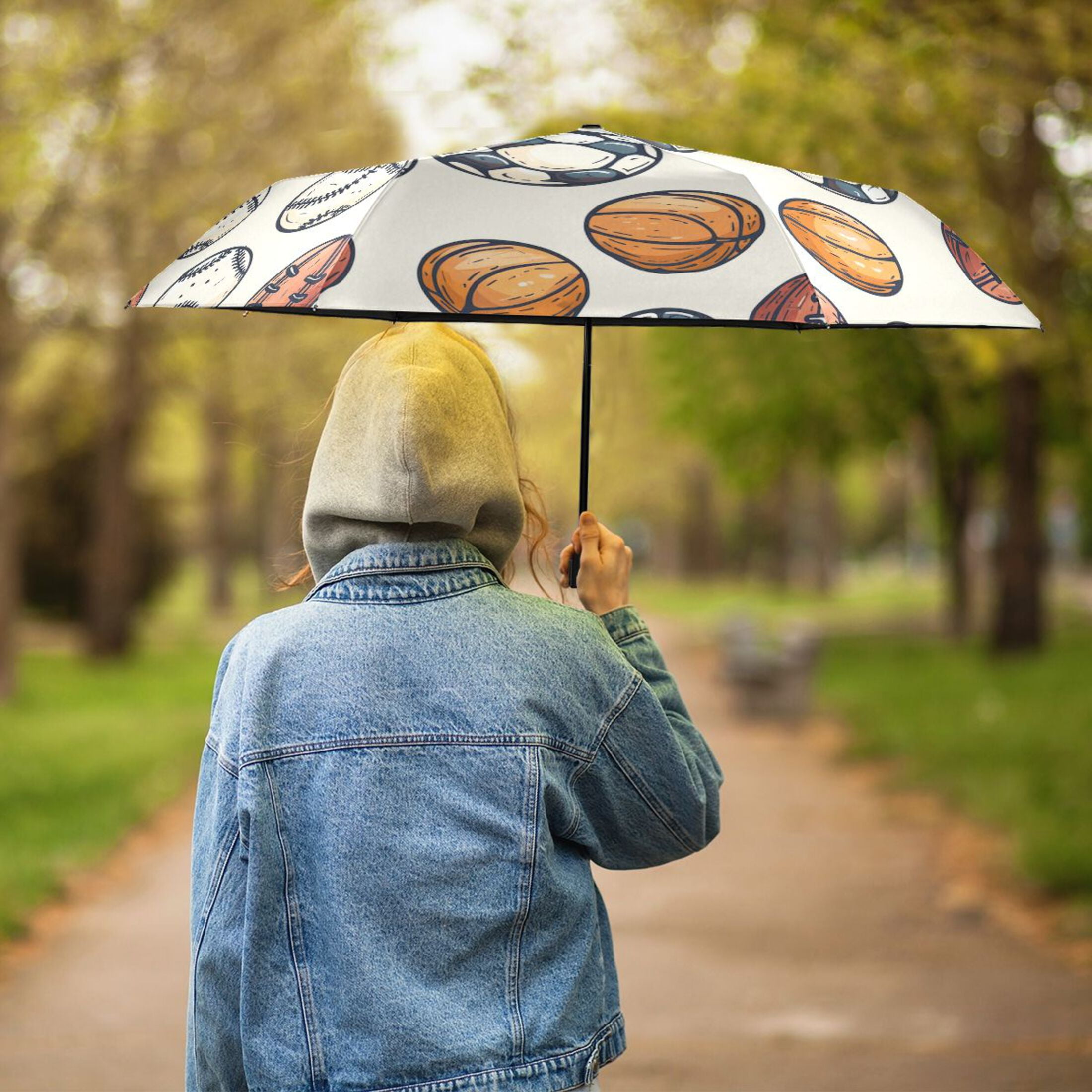 Compact Sun Umbrella Windproof Travel Umbrellas for Rain Strong Portable UV Protection Rugby Baseball Soccer Basketball