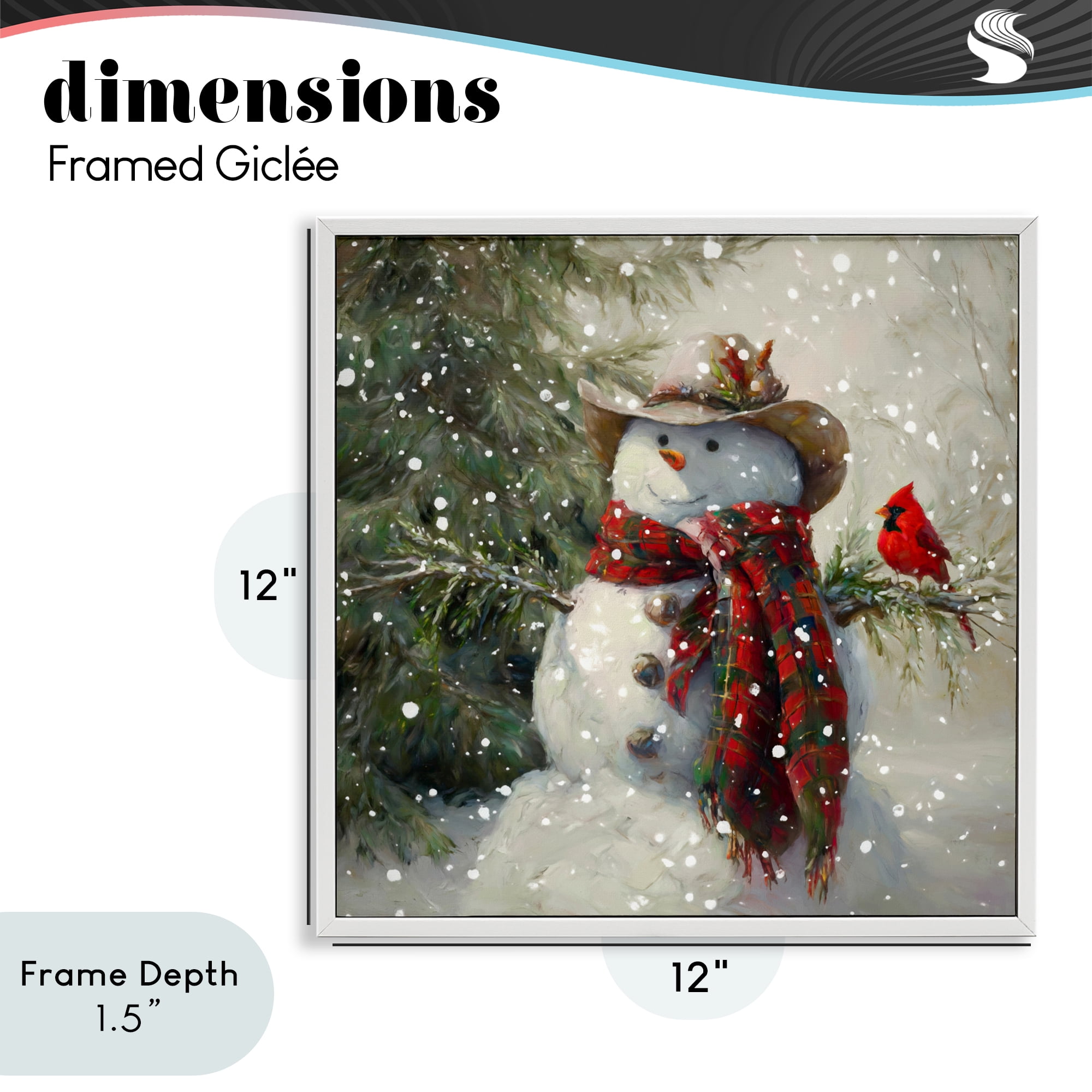 Stupell Industries Cowboy Snowman & Cardinal White Framed Giclee Art, design by Tina LeCour