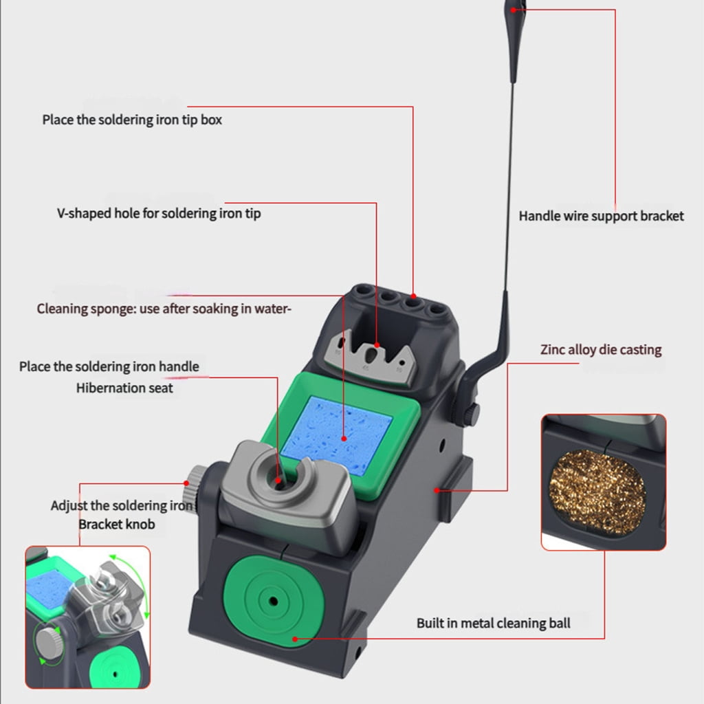 Adjustable 45° Angle Universal Welding Holder Soldering Iron Stand for 210 245 Handles Featuring Sleep Mode Safety Lock