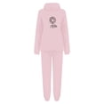 thumbnail image 3 of Gibobby Conjunto de sudadera y pantalones Traje pantalón de dos piezas con capucha informal y estampado floral de diente de león para mujer(Rosa,G), 3 of 4