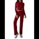 thumbnail image 1 of Conjuntos de 2 Piezas para Mujer, Larga, Cuello Redondo, Pantalones Acampanados de Cintura Alta, Conjuntos de Chándal, Ropa de Calle. Vino Tinto M, 1 of 10