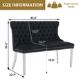 thumbnail image 3 of HUMEHA Velvet Dining Loveseat Bench Black Silver Legs 2-Seat, 3 of 10