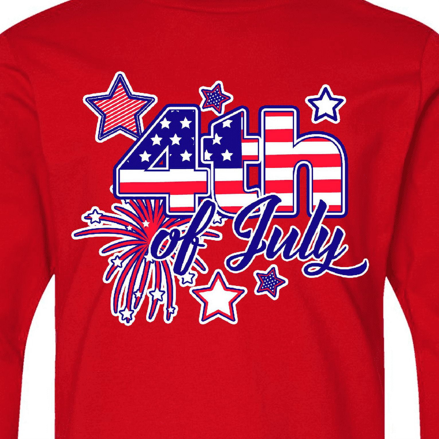 Inktastic 4th of July Fireworks Stars and American Flag Long Sleeve Youth T-Shirt