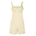 thumbnail image 4 of Utoimkio Women's Casual Summer Sleeveless Rompers Loose Adjustable Strap Short Jumpsuits Overalls Summer Outfits with Pockets, 4 of 5