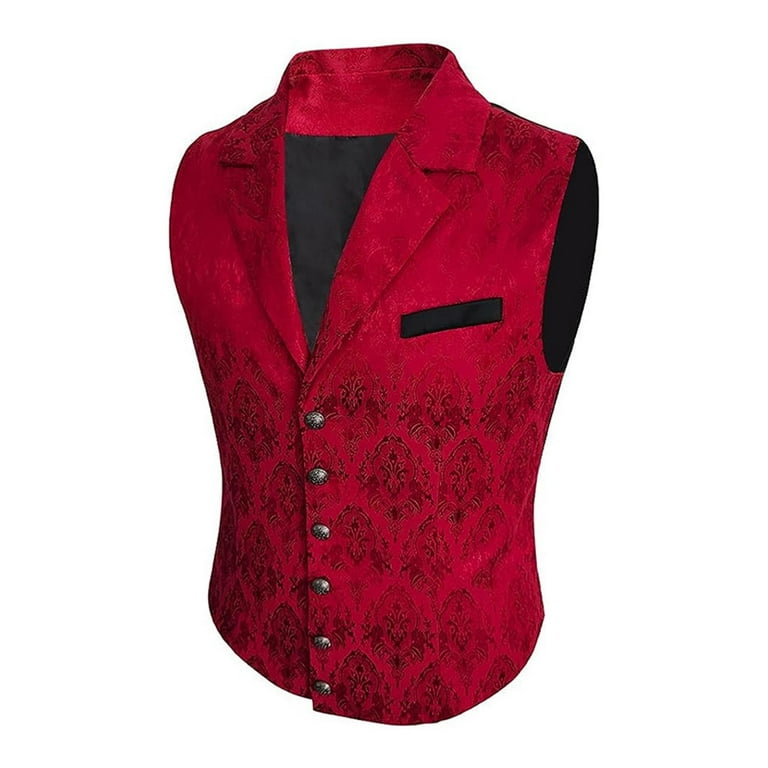 Deals Mens Suit Vest Paisley Floral Print Vests Gothic Deals Mens Suit Vest Paisley Floral Print Vests Gothic