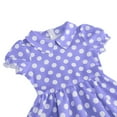 thumbnail image 4 of Lumtrix Girls Short Sleeve 50s Lapel Vintage Swing Dress Polka Dot Dress Casual A-Line Party Dress for 3-14 Years Purple 130-M, 4 of 7