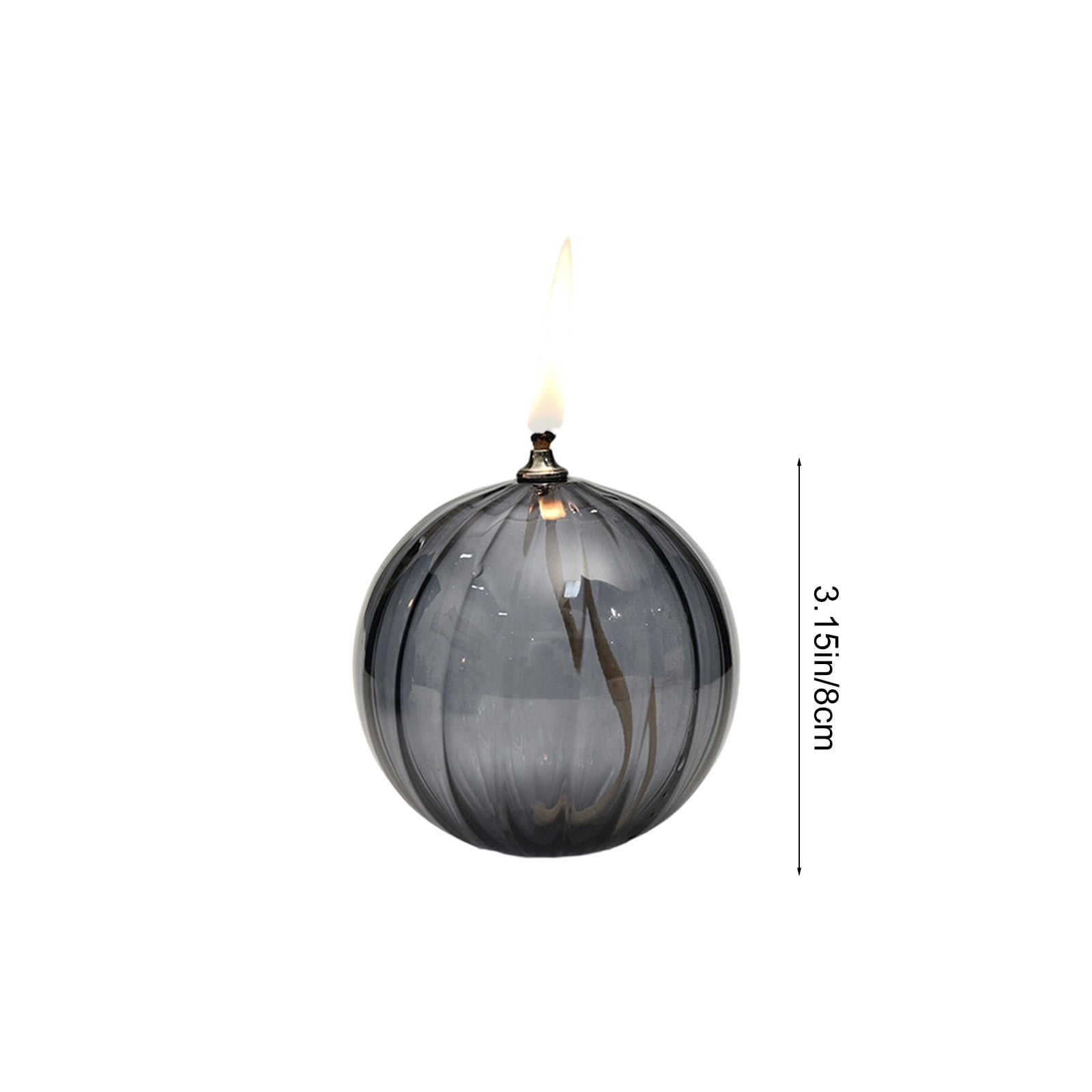 JGJJUGN Striped Round Glass Oil Lamp Candlestick Decorative Table Centerpiece Smokefree Modern Minimalist Home Decor Eco-Friendly Lighting Indoor Accent Lamp Gift Idea