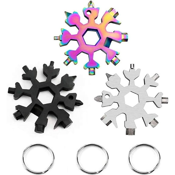 3PCS Snowflake 18-in-1 Multi Tool, Stainless Steel Snowflake Bottle Opener/Flat Phillips Screwdriver Kit/Wrench, Durable and Portable to Take