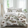 thumbnail image 2 of Sage Green Christmas Bedding 3 Piece Duvet Cover Set California King, Pine Cones Xmas Botanical Soft Microfiber Comforter Cover with Zipper Closure & Pillowcases, Wrinkle & FadeResistant Quilt Cover, 2 of 9