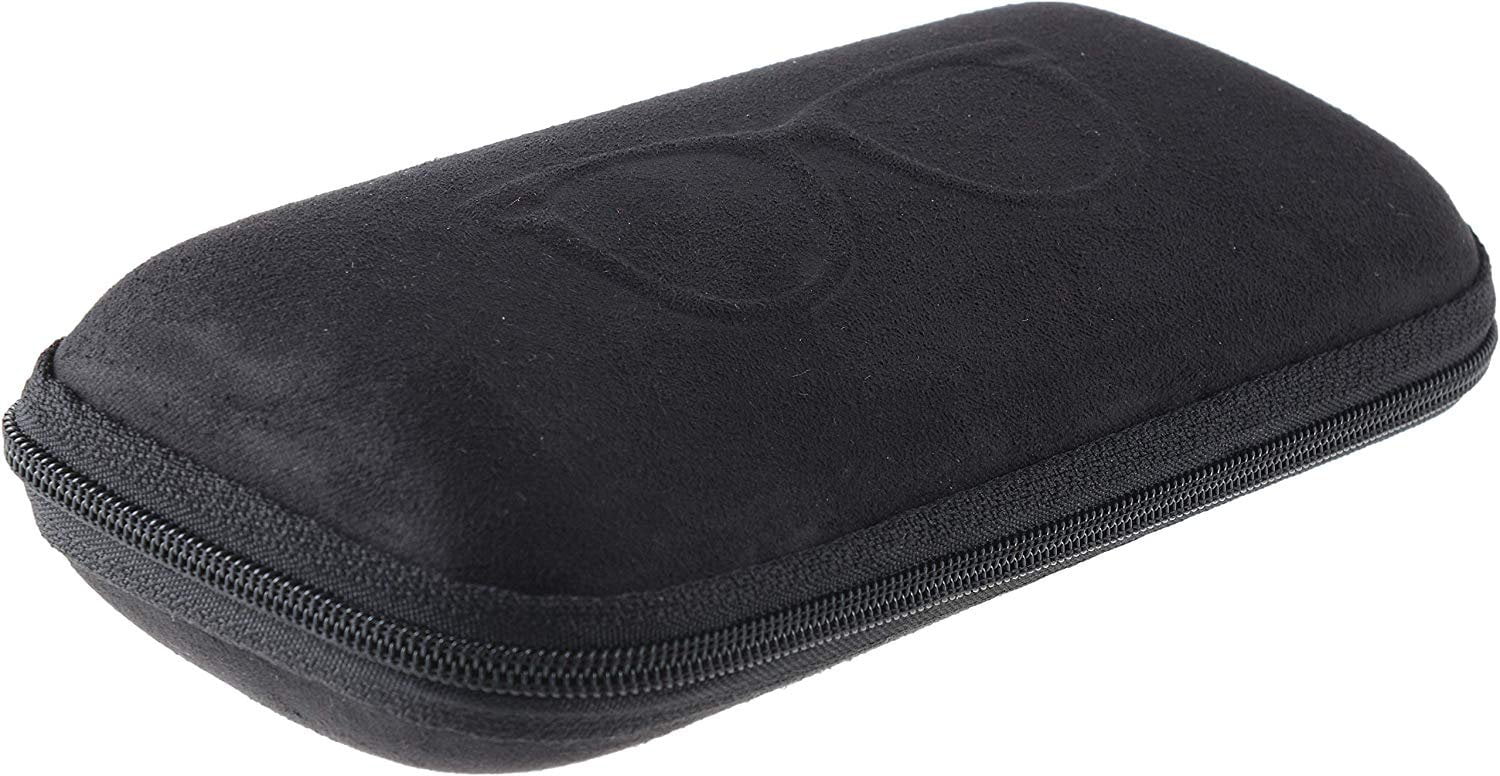 Semi Hard Shell Zippered Eyeglass Case Clamshell Fits Large Frames, Sunglasses for Women Men