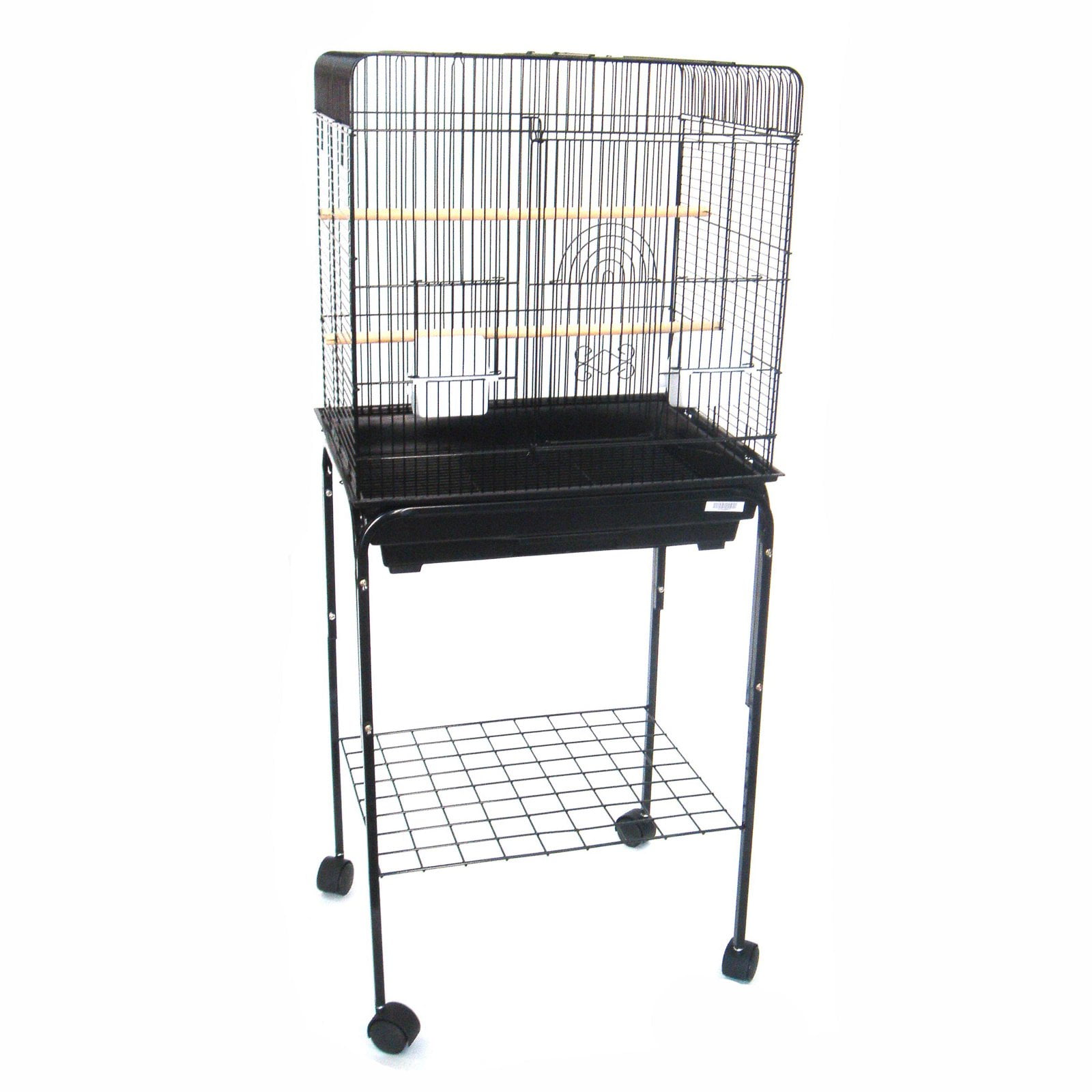 YML 1914BLK 1/2" Bar Spacing Flat Top Bird Cage with Stand, Black