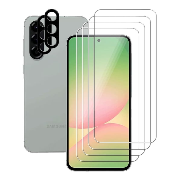 UZWZW (4+2) for Samsung Galaxy A56 5G (4 Pack) Tempered Glass HD Clear Screen Protector with (2 Pack) Camera Lens Protector