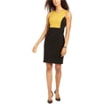 thumbnail image 1 of Kasper Robe Fourreau au-Dessus du Genou Sans Manches à Col en V à Blocs de Couleur Noire pour Femme, Tenue de Travail, Taille 4, 1 of 4
