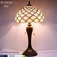 thumbnail image 4 of Stained Glass Lamp Bedside Tiffany Style Table Light Cream Pearl Bead Shade Antique Rustic Resin Base 22" Tall Friend Living Room Bedroom Desk Farmhouse Colorful Bohemian WERFACTORY Led Bulb Included, 4 of 7