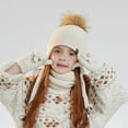 thumbnail image 5 of Kids' 3-Piece Winter Warm Set 4-10Y - Fleece-Lined Pom-Pom Beanie Scarf & Gloves, Earflap Hat Neck Warmer Sets for School Runs & Weekend Trips, 5 of 7