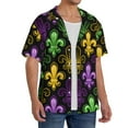 thumbnail image 2 of Fuzoiu Mardi Gras1 Print Men's Casual Short,Men's Short Sleeve Shirt,Mens Casual Button Down Shirts,Cuban Collar Summer Shirt for Beach, Vacation, and Outdoor Activities-Large, 2 of 5