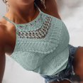 thumbnail image 6 of Women's Tank Tops 2025 New Summer Hollow Lace Sleeveless Solid Color Vest,Green Women's Tanks & Camis XXL, 6 of 6