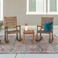 thumbnail image 2 of 3-Piece Outdoor Rocking Chair with Slatte Square Side Table - Brown, 2 of 5