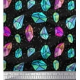thumbnail image 1 of Soimoi Black Cotton Duck Fabric Crystal Stone Geometric Print Fabric by Yard 42 Inch Wide, 1 of 3