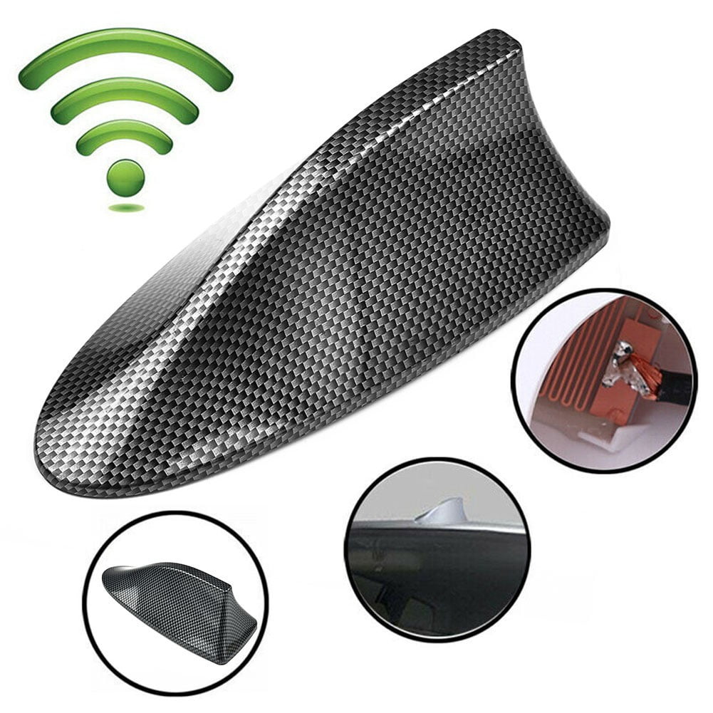 New Carbon Fiber Style Car-Shark Fin Aerial Antenna Mast Roof AM/FM Radio Signal photo