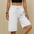 thumbnail image 3 of Lmueinov Women's Bermuda Shorts, High Waisted Pleated Dress Shorts with Drawstring, Casual Knee Length Summer Work Business Pants, 3 of 5