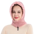 thumbnail image 5 of Uooqdmx Winter Accessories for Women Christmas Gifts Hat Scarf Windproof Scarf Hats Gorros De Frio Para Mujeres Hat with Scarf Attached One Piece Cold Scarf Hats Pink One Size, 5 of 6