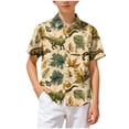 thumbnail image 4 of NIEWTR Boys Linen Shirt Collar Short Sleeve Button Down Shirts Textured Summer Beach Tops 3T 4T 5T 6T 7T Kids Clothes(A-AG,8-9 Years), 4 of 6