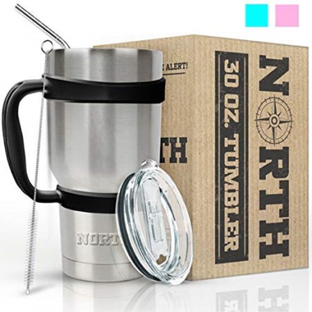 North Stainless Steel Vacuum Insulated 5-Piece Tumbler Set, 30 oz, Travel Mug For
