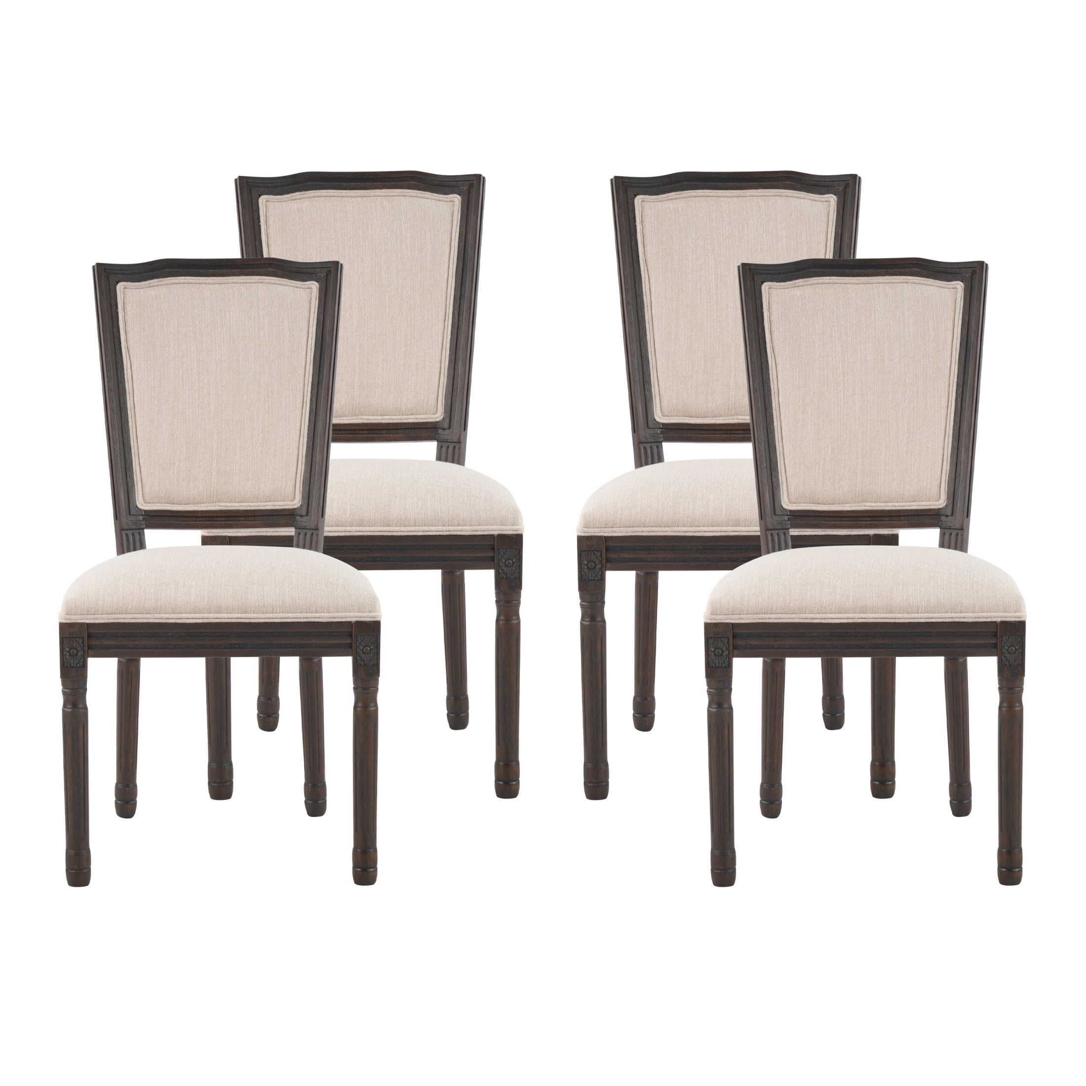 Christopher Knight Home Set of 4 French Country Upholstered Dining Chairs, Rubberwood Frame, Beige