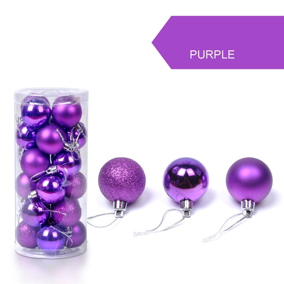 Tiitstoy 24Pcs/Pack Christmas Tree Bauble Balls Set Xmas Hanging Ball Ornaments Decorative Decor for Home Holiday Party Wedding Decoration 30mm Purple