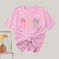 thumbnail image 4 of Camiseta de Cuello Redondo Impresa Nueva Moda Casual de Manga Corta de las Mujeres, Mezcla Ligera de Poliéster para la Primavera, 4 of 6