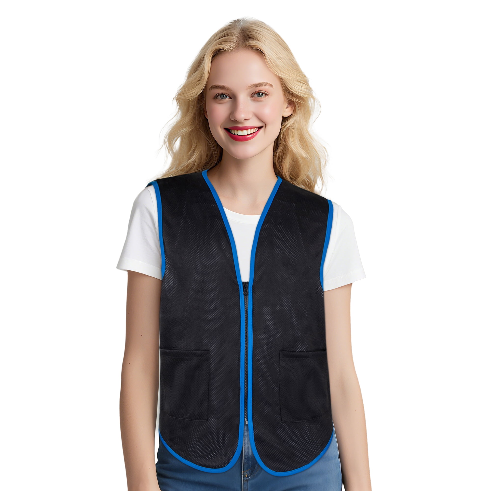 TOPTIE Supermarket Employee Volunteers Vest Unisex Zipper Mesh
