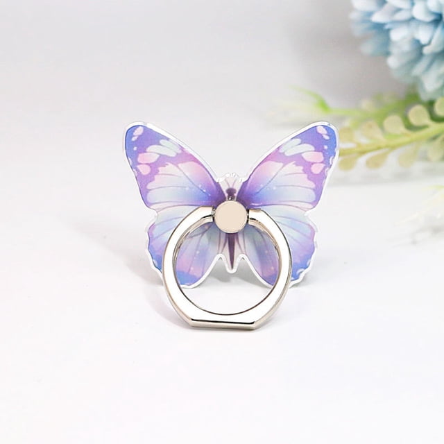 Beautiful Butterfly Mobile Phone Bracket 360°Rotation Phone Ring Holder Stand Ring Hand Grip with Knob Loop