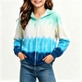thumbnail image 6 of Spazoro Girls Full Zip Hoodie with Pockets, Stretchy Long Sleeve Hooded Tie Dye Lightweight Casual Sweatshirt Jacket Blue Size 7-8, 6 of 6