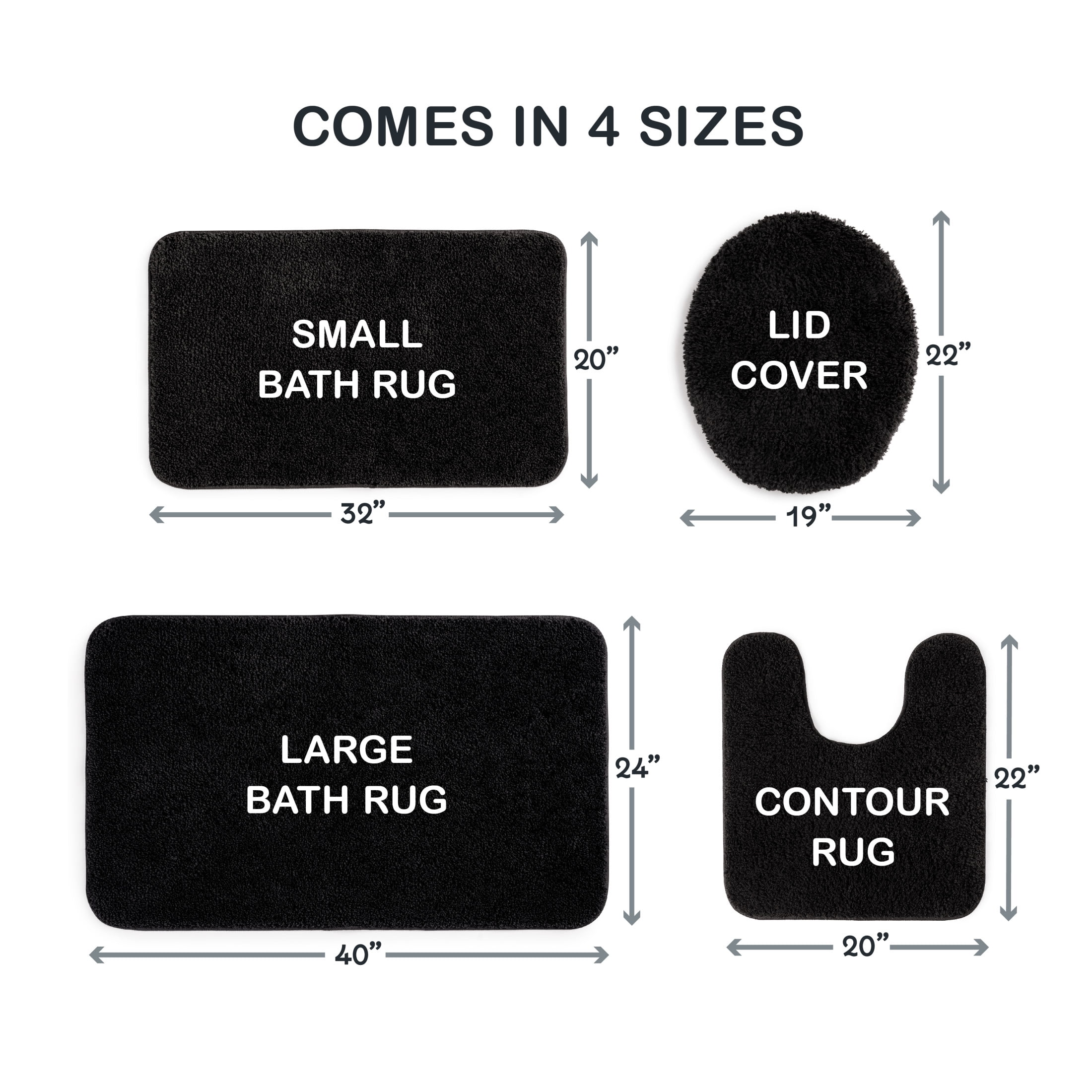 Mainstays Basic Polyester Toilet Lid Cover, Black, 19" x 22"