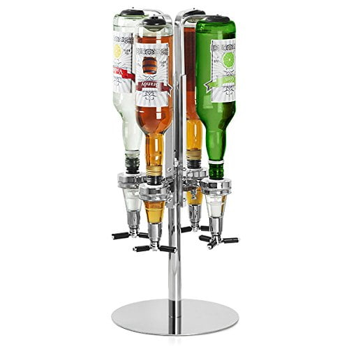 4Bottle Wine Alcohol Liquor Dispenser With Rotating Stand