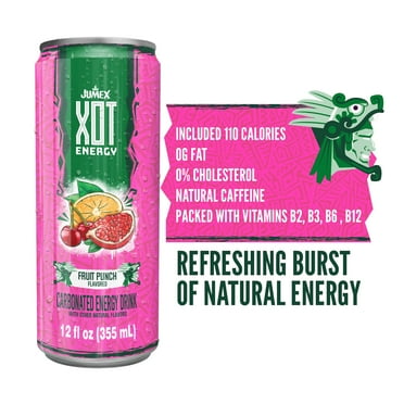 Jumex XOT - Fruit Punch, Flavored Carbonated Energy Drink, 12 Pack, 12 Fl Oz