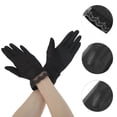thumbnail image 2 of Unique Bargains 1 Pair Sunblock Mittens Embroidery Floral Sun Block Driving Gloves for Women Black, 2 of 5