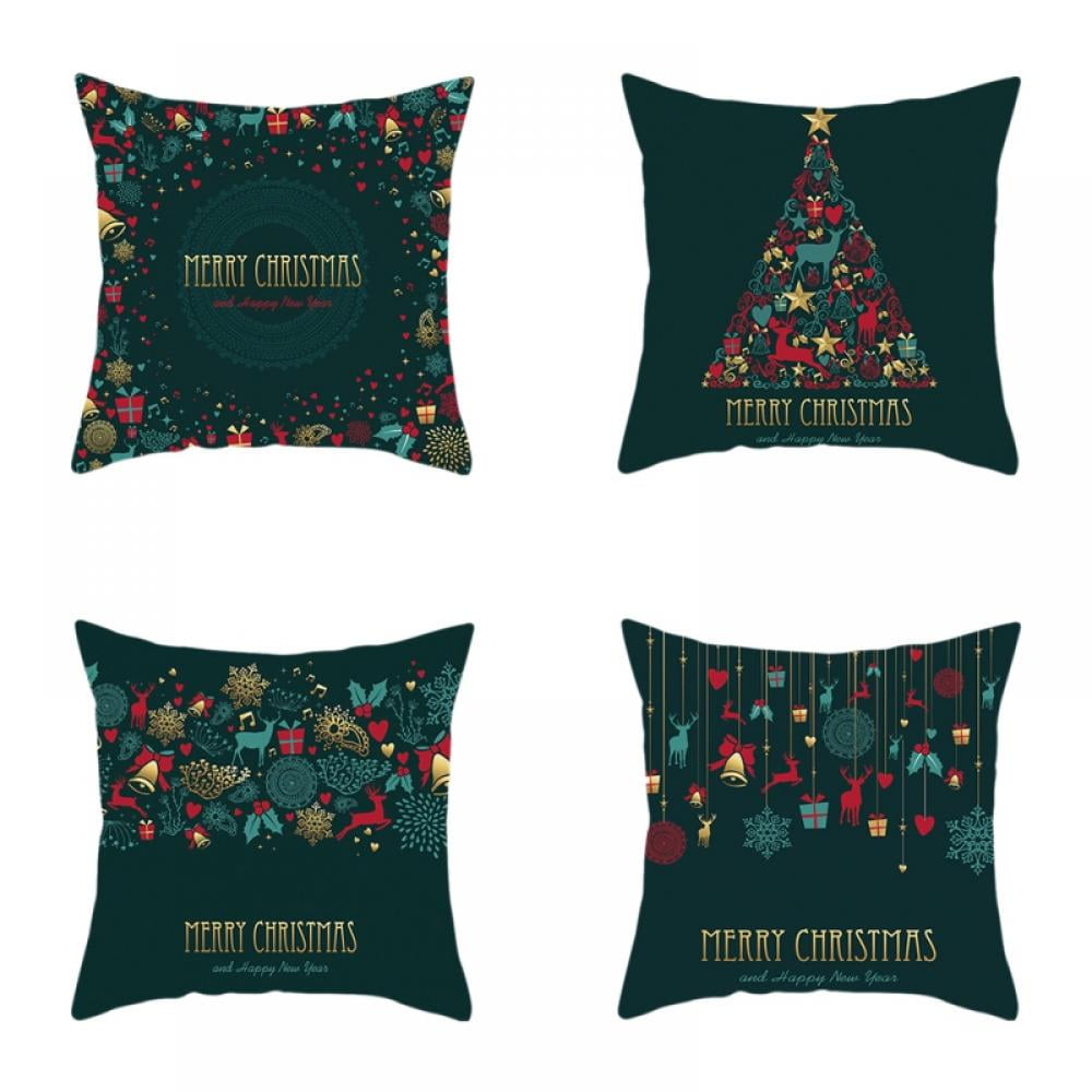 Christmas Throw Pillow Covers Set of 4 Outdoor Pillowcases Winter Home
