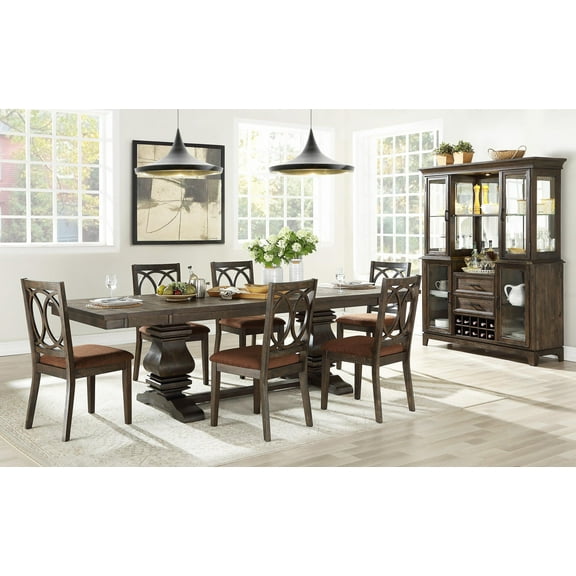 Acacia Wood Espresso Dining Table Set 7Ps Jameson 62320 ACME Traditional Classic
