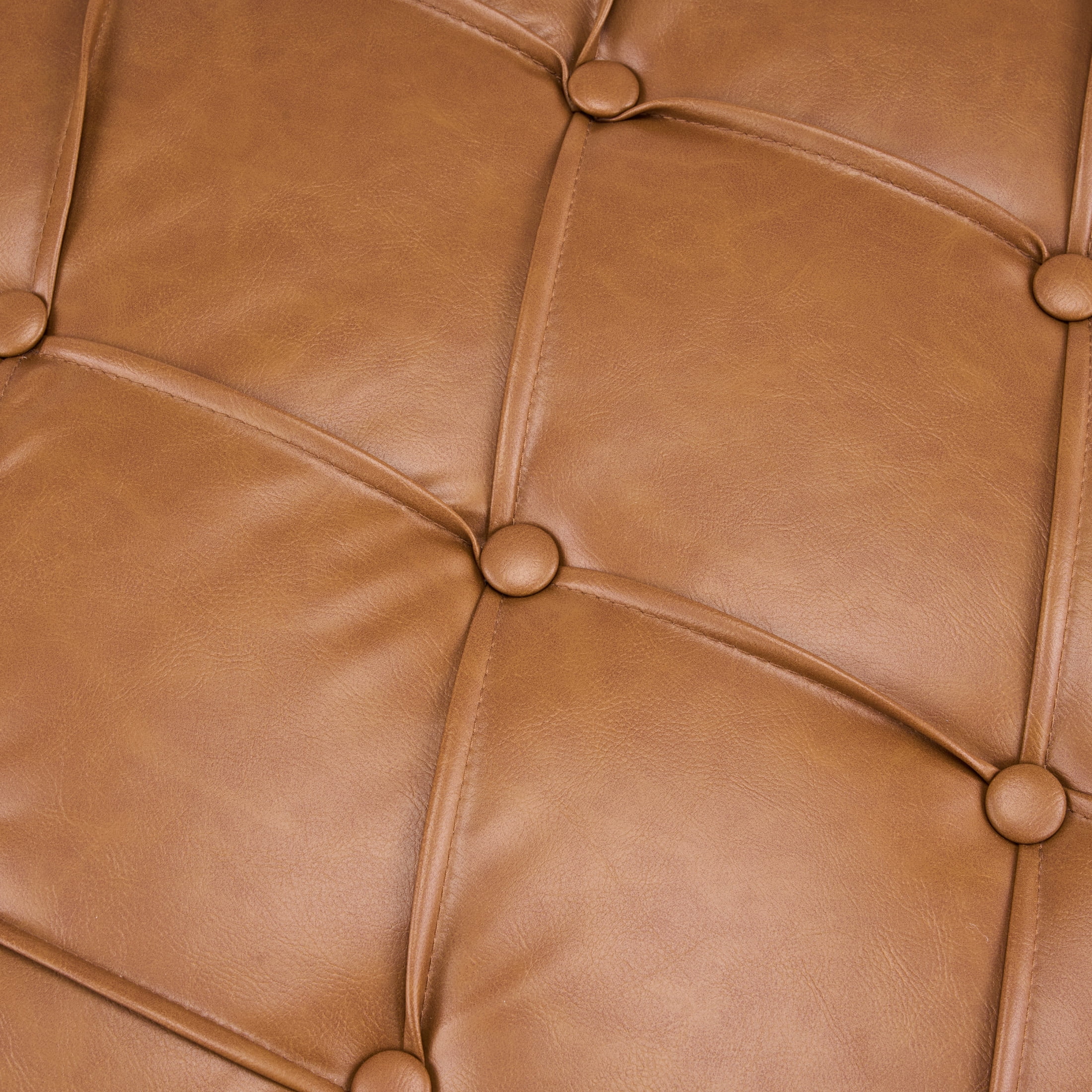 Christopher Knight Home Round Storage Ottoman with Reversible Lid, Tufted Leather Coffee Table, Brown